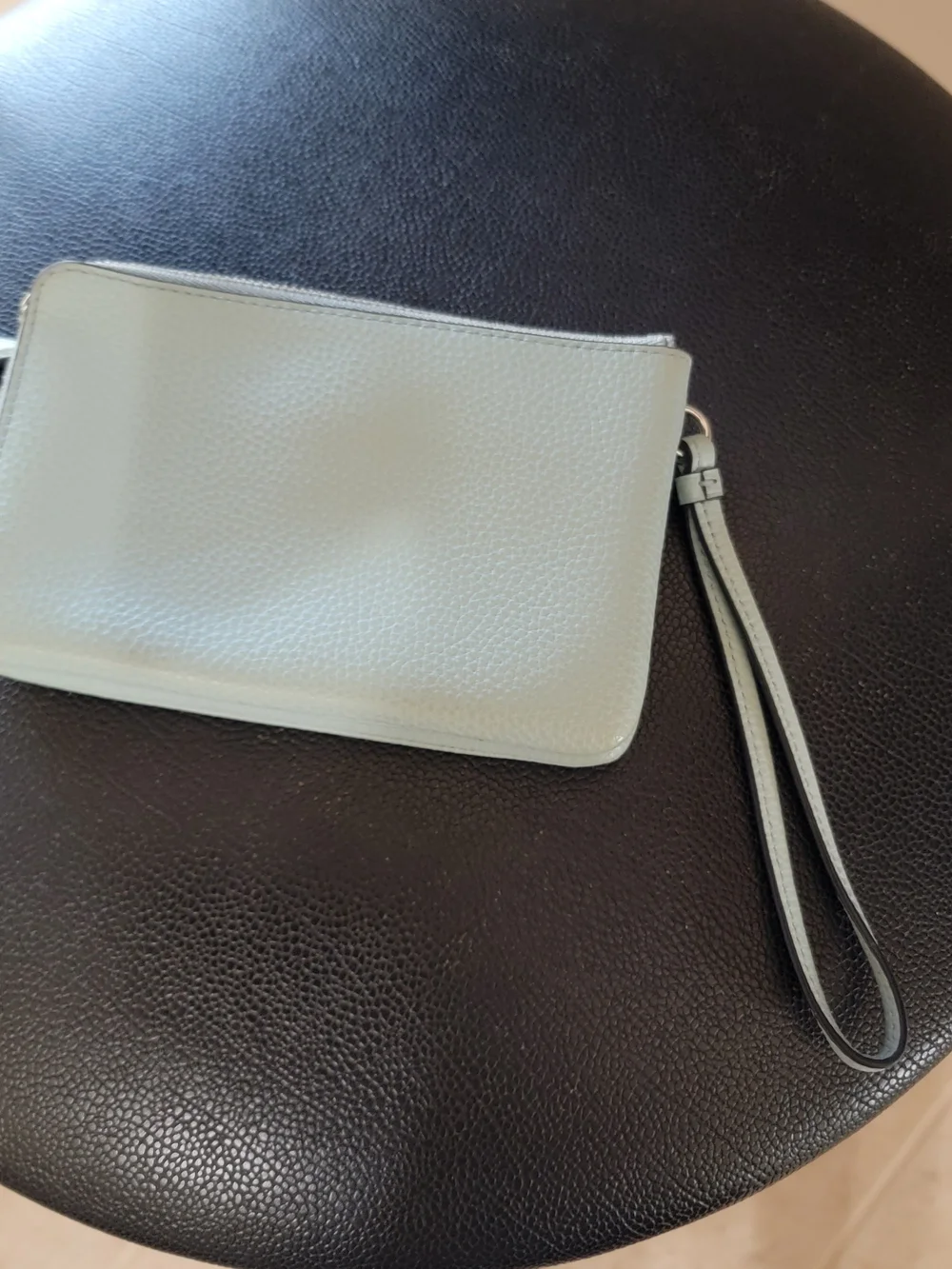 Coach Pebbled Leather Wristlet in Pale Sea Green Color